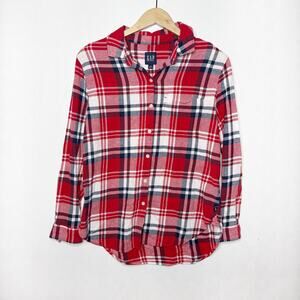 GAP Red Plaid Flannel Top